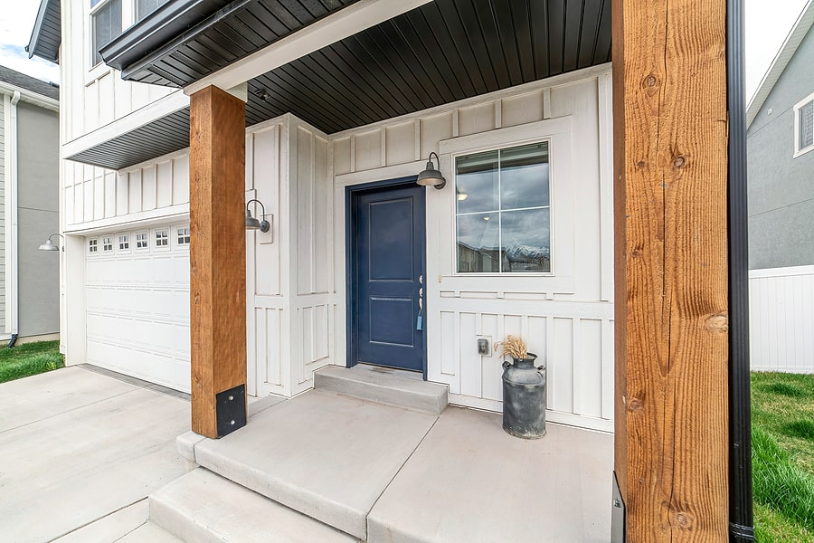White Siding Black Accents